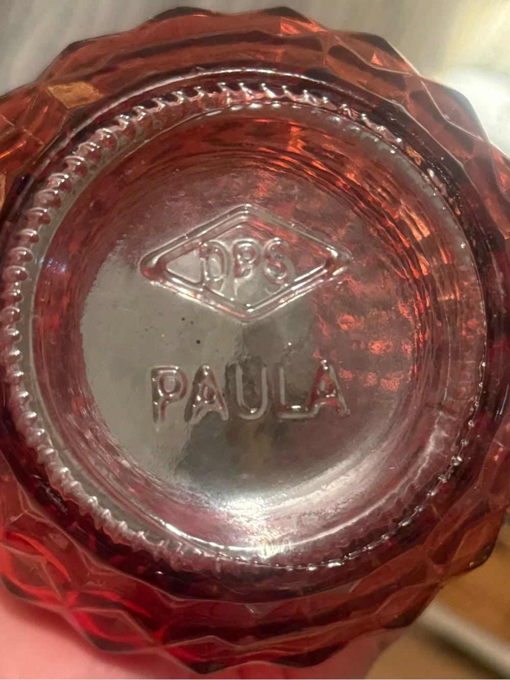 Vintage Paula vase in RUBY RED with diamond cuts